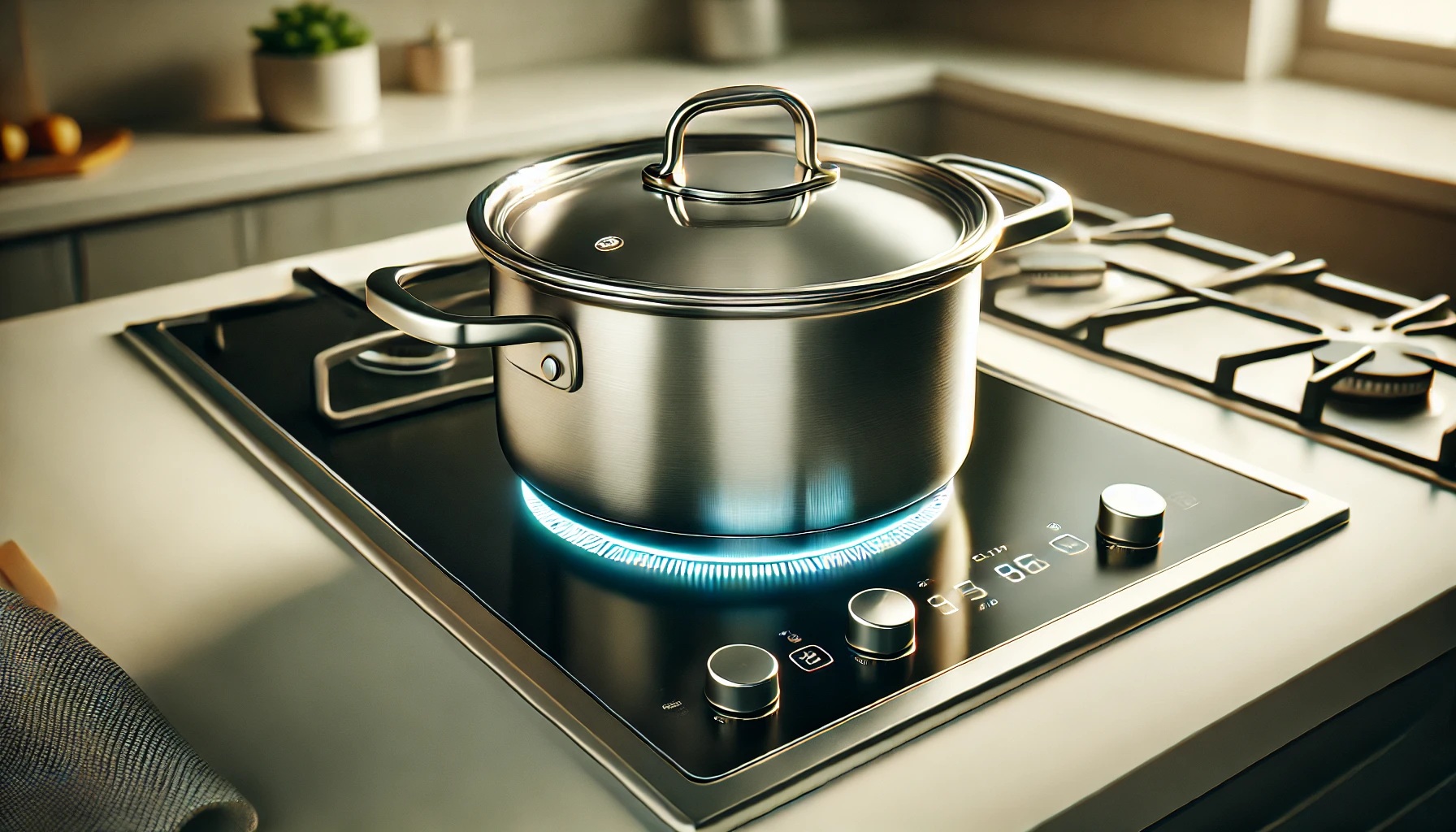 IHコンロの上のステンレス鍋