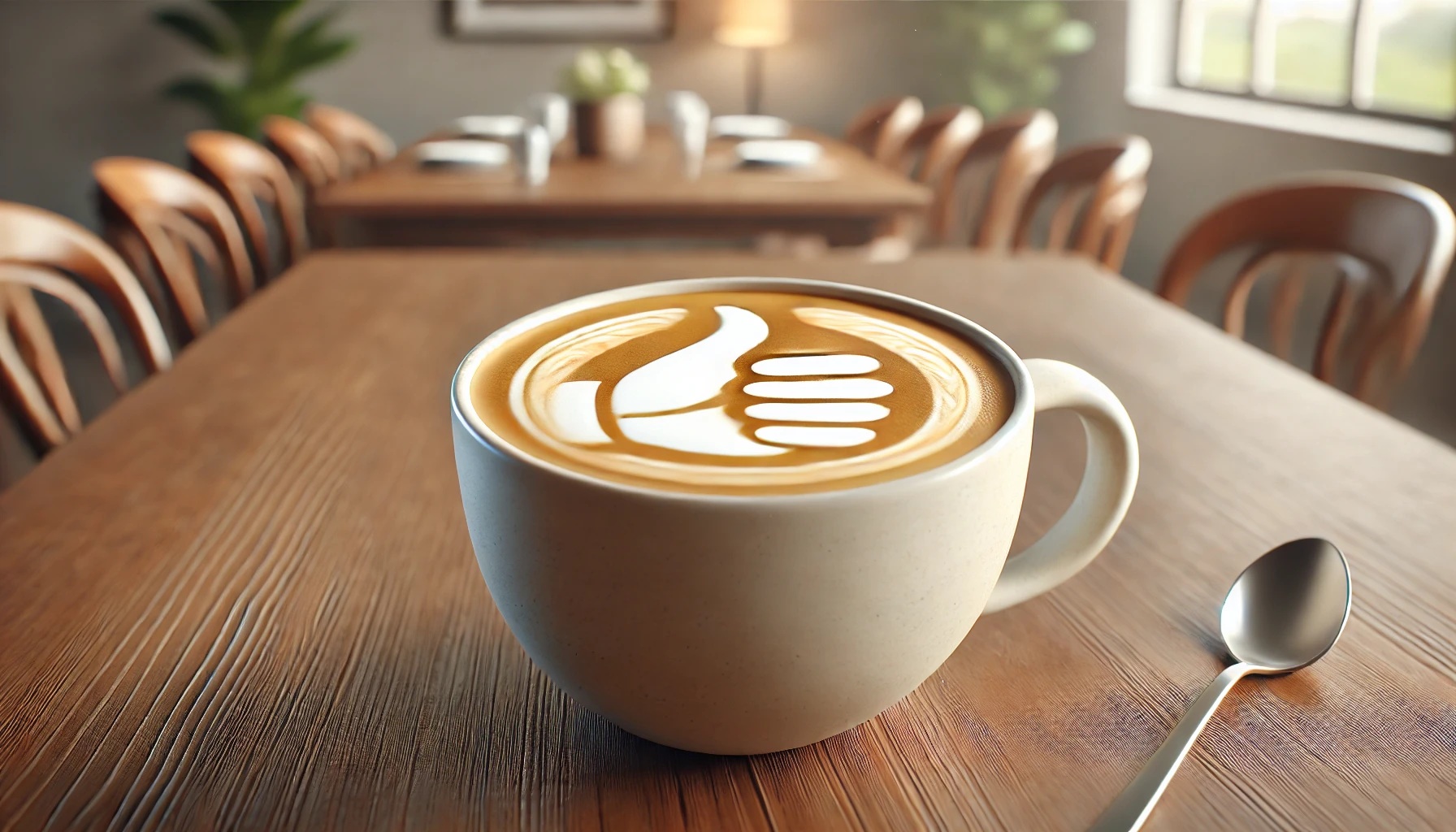 グッドマークが書かれたラテアート