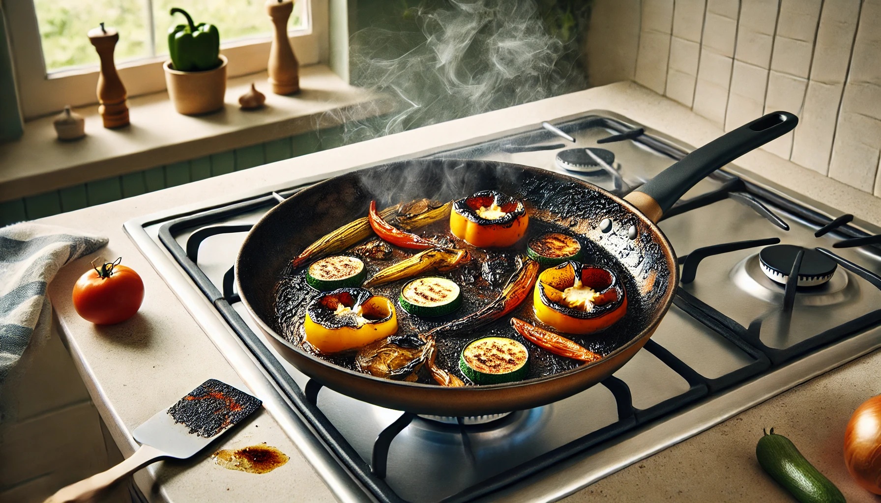 フライパン料理が焦げてしまった