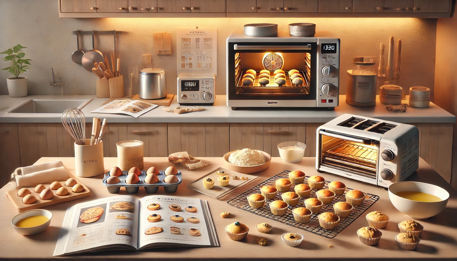 レシピ本を見ながらオーブントースターでお菓子作り