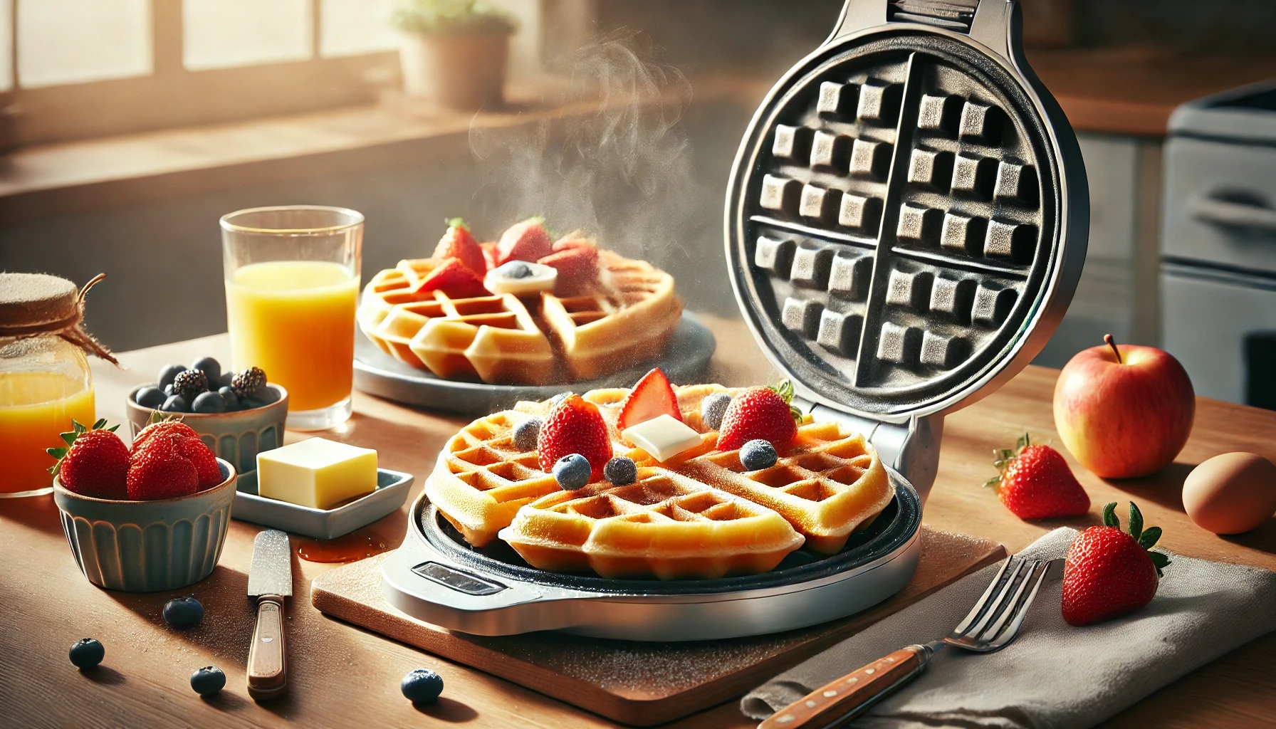 ワッフルメーカーで焼いた美味しそうなワッフル