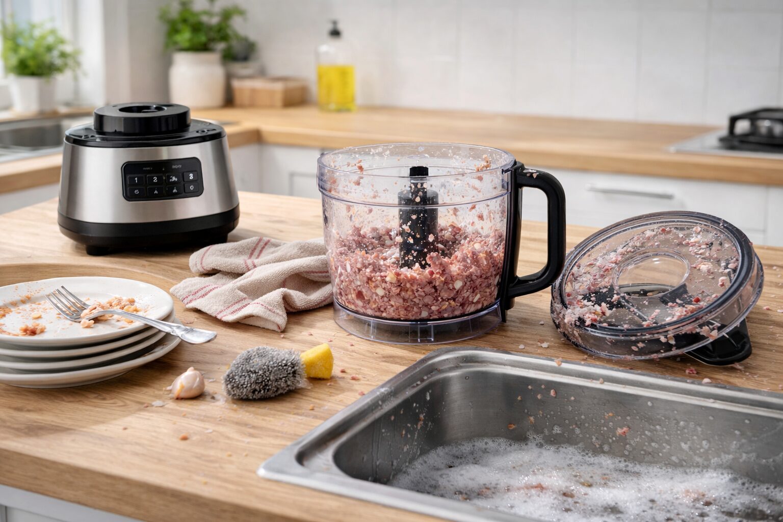 使い終わって汚れたフードプロセッサ-