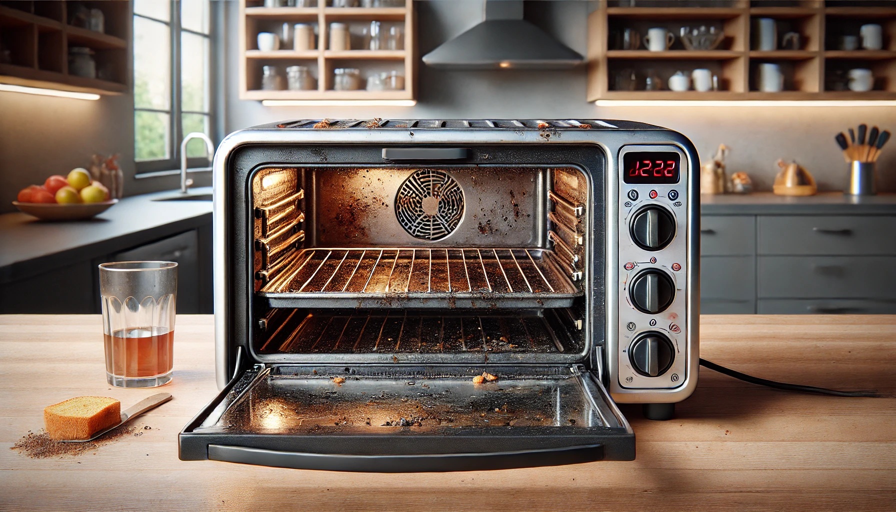 内部が汚れているオーブントースター