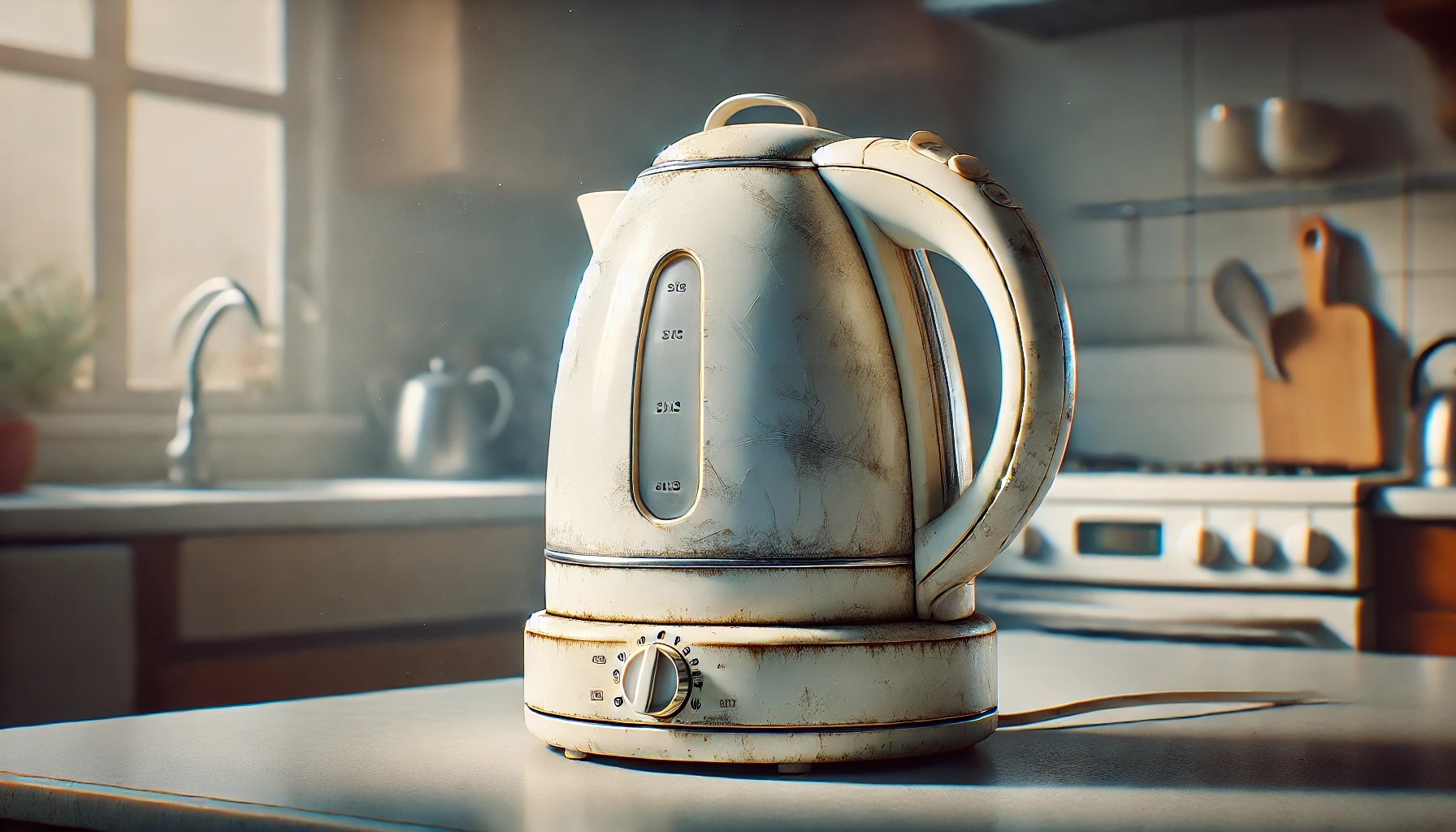 劣化して故障した古い電気ポット