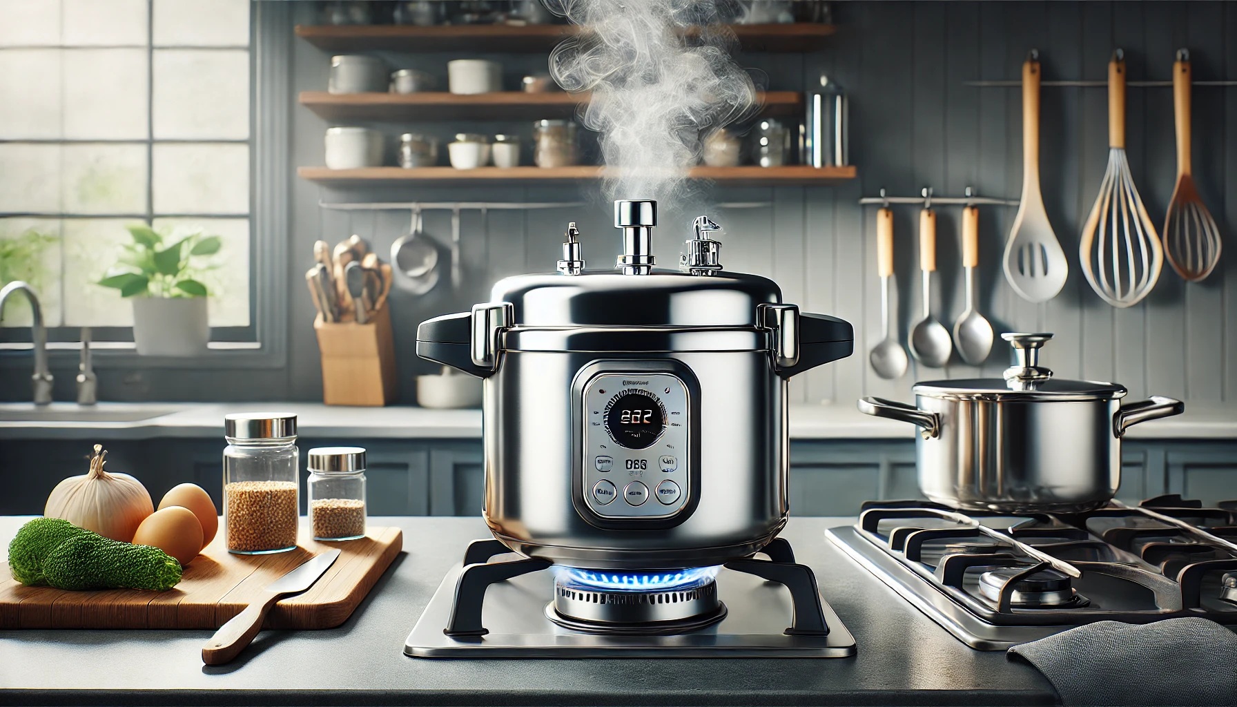 調理中の圧力鍋