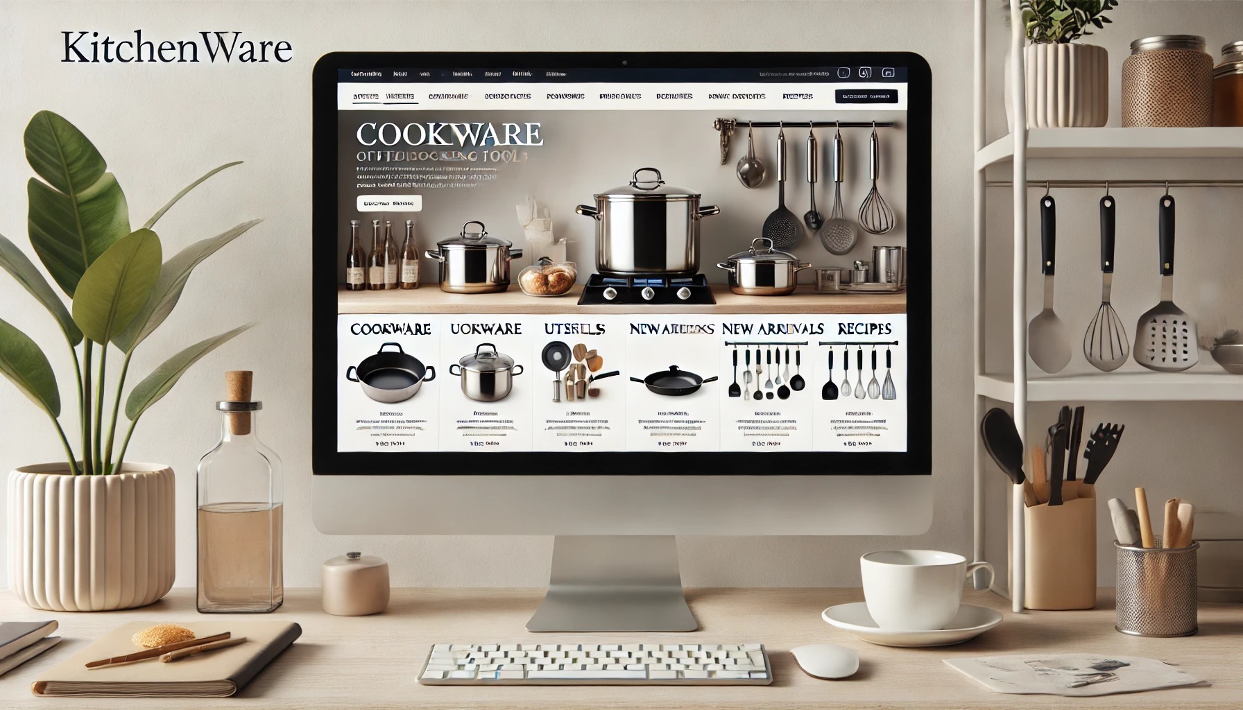 調理家電やキッチン用品ブランドの公式サイトを開いたパソコン画面