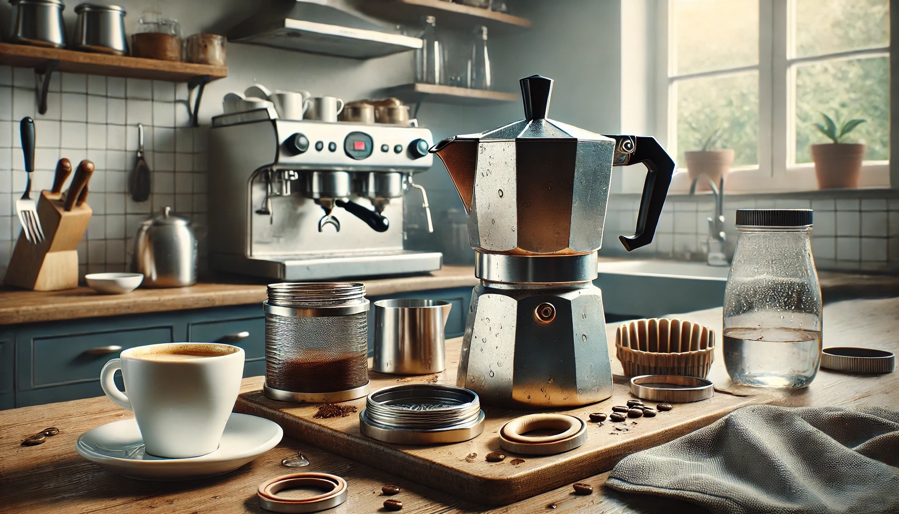 使用後のエスプレッソマシン、マキネッ0タ